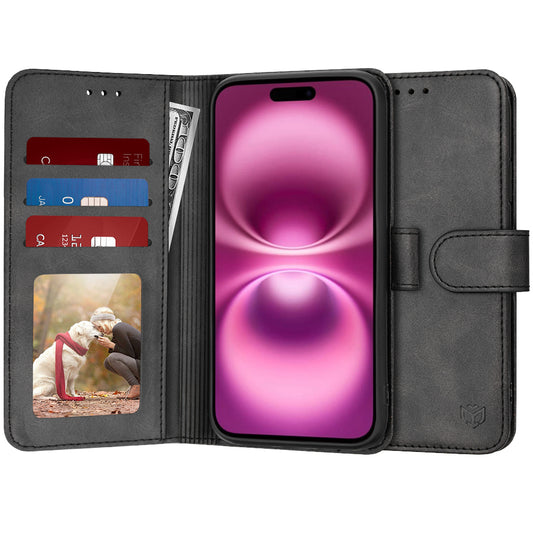 Pouzdro pro Apple iPhone 16 Plus, Techsuit, Diary Book, Černé