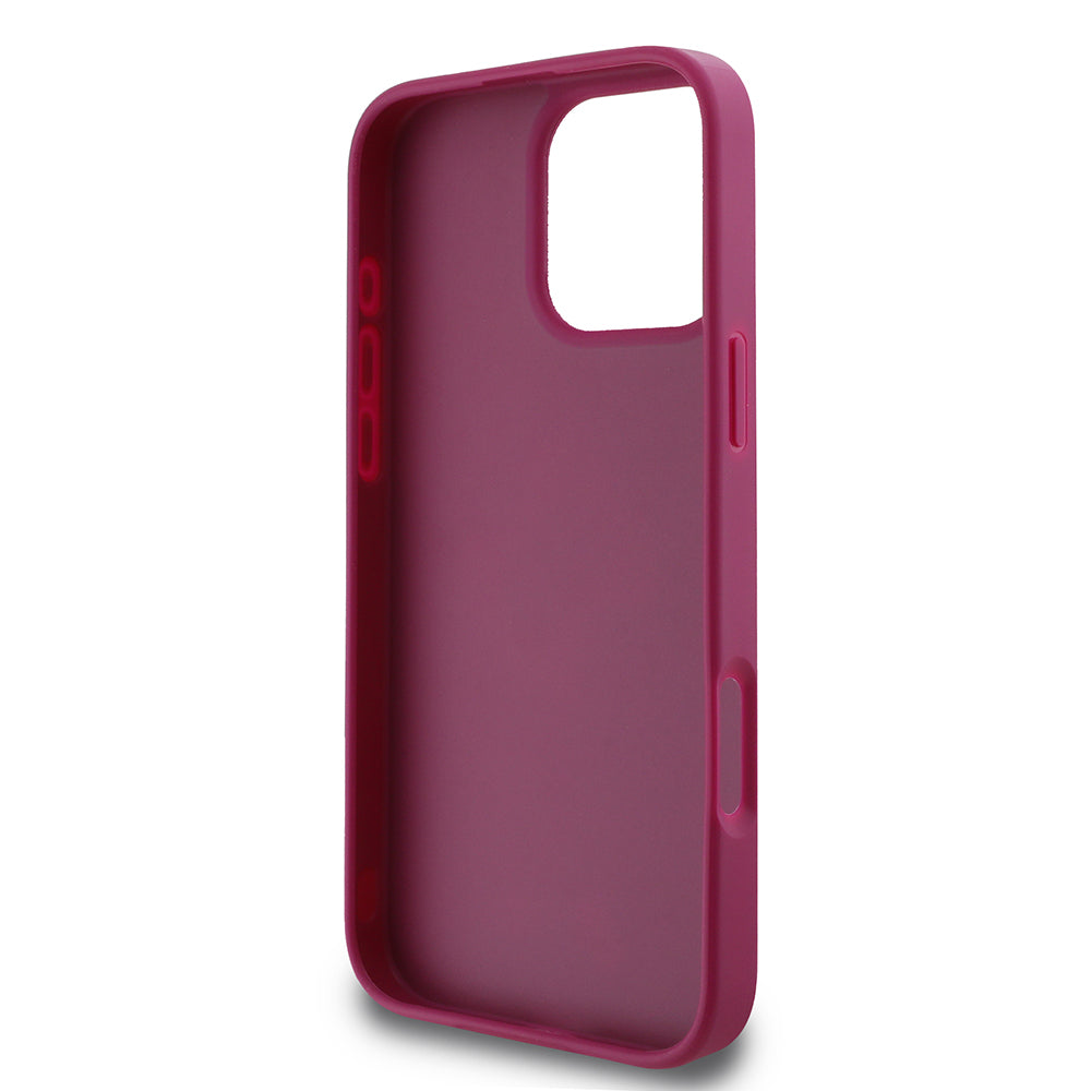 Pouzdro pro Apple iPhone 16 Pro, Guess, Glitter Big 4G Script, Magenta