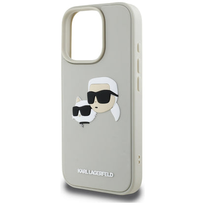 Pouzdro pro Apple iPhone 16 Pro, Karl Lagerfeld, 3D Rubber Karl & Choupette, Béžová