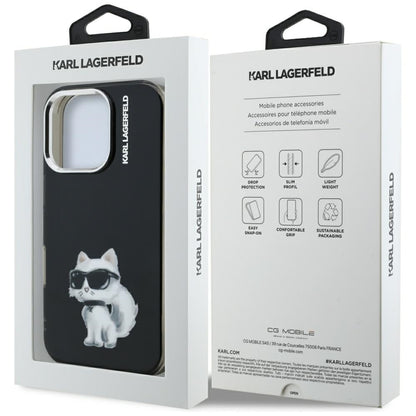 Pouzdro pro Apple iPhone 16 Pro, Karl Lagerfeld, IML Aquarelle Logo Choupette, Černá