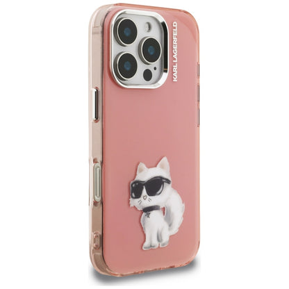 Pouzdro pro Apple iPhone 16 Pro, Karl Lagerfeld, IML Aquarelle Logo Choupette, Růžové
