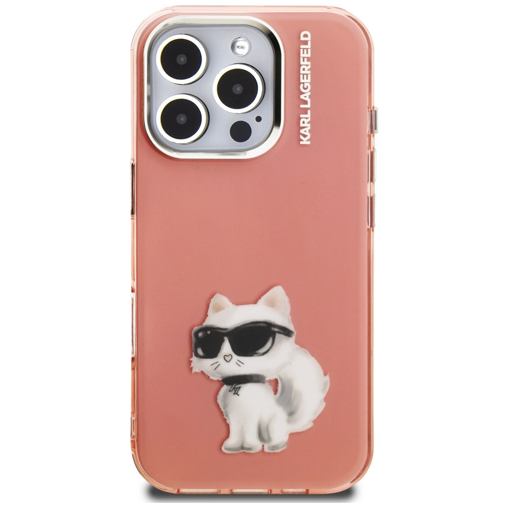 Pouzdro pro Apple iPhone 16 Pro, Karl Lagerfeld, IML Aquarelle Logo Choupette, Růžové