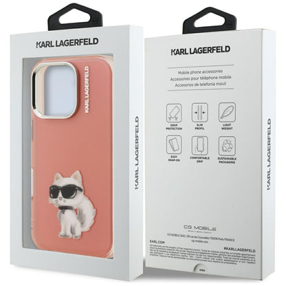 Pouzdro pro Apple iPhone 16 Pro, Karl Lagerfeld, IML Aquarelle Logo Choupette, Růžové