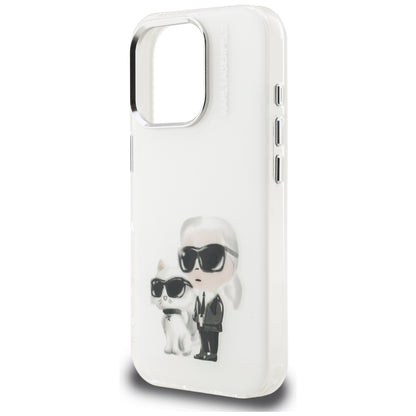 Pouzdro pro Apple iPhone 16 Pro, Karl Lagerfeld, IML Aquarelle Logo Karl & Choupette, Bílá
