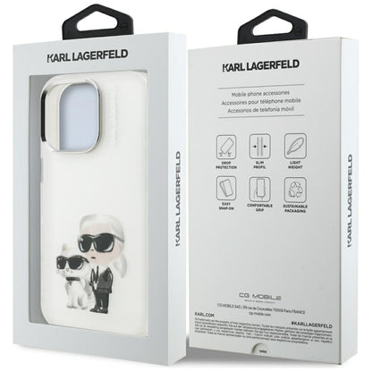Pouzdro pro Apple iPhone 16 Pro, Karl Lagerfeld, IML Aquarelle Logo Karl & Choupette, Bílá