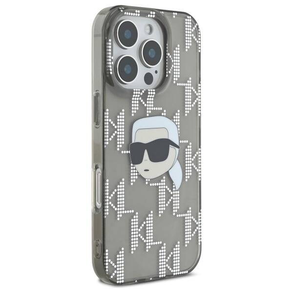 Pouzdro pro Apple iPhone 16 Pro, Karl Lagerfeld, IML Luxury Electroplated Karl's Head, Černá