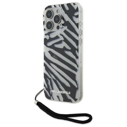 Pouzdro pro Apple iPhone 16 Pro, Karl Lagerfeld, IML Luxury Zebra Pattern with Strap, Černá