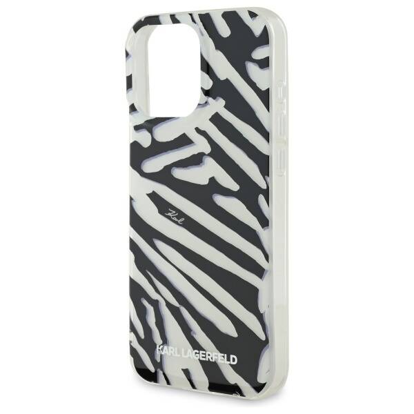 Pouzdro pro Apple iPhone 16 Pro, Karl Lagerfeld, IML Luxury Zebra Pattern with Strap, Černá