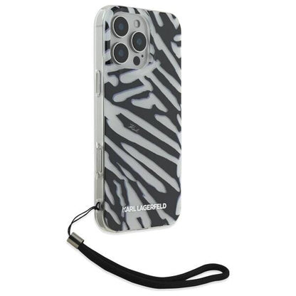 Pouzdro pro Apple iPhone 16 Pro, Karl Lagerfeld, IML Luxury Zebra Pattern with Strap, Černá