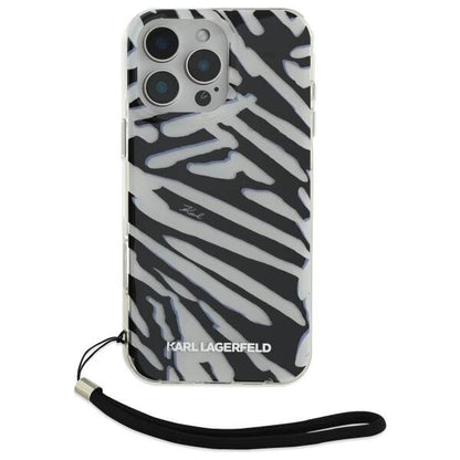 Pouzdro pro Apple iPhone 16 Pro, Karl Lagerfeld, IML Luxury Zebra Pattern with Strap, Černá