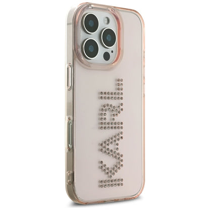 Pouzdro pro Apple iPhone 16 Pro, Karl Lagerfeld, IML Rhinestones Pink Logo, Růžové