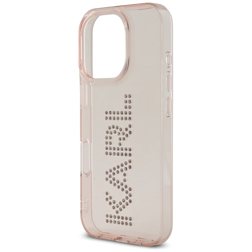 Pouzdro pro Apple iPhone 16 Pro, Karl Lagerfeld, IML Rhinestones Pink Logo, Růžové