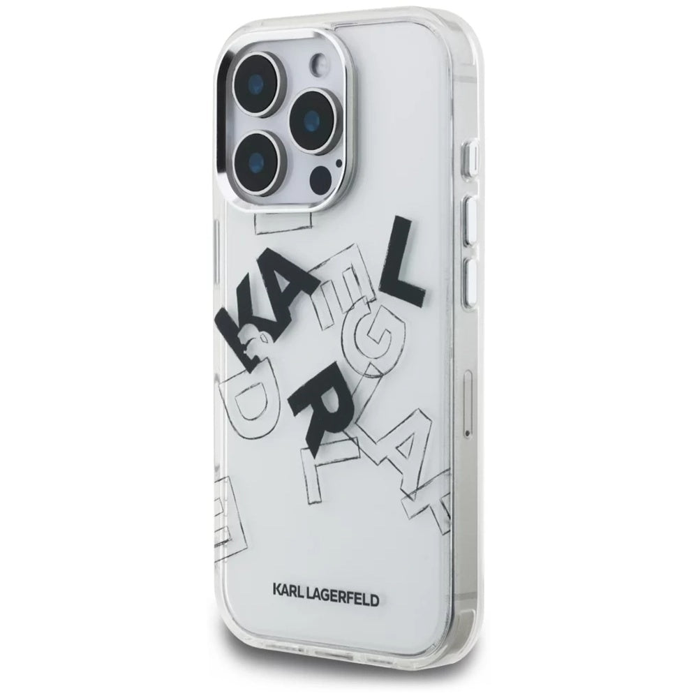 Pouzdro pro Apple iPhone 16 Pro, Karl Lagerfeld, IML Sketched Graphic Logo, Průhledné
