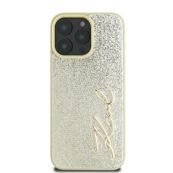 Pouzdro pro Apple iPhone 16 Pro, Karl Lagerfeld, Metal Signature, Zlaté