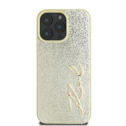 Pouzdro pro Apple iPhone 16 Pro, Karl Lagerfeld, Metal Signature, Zlaté