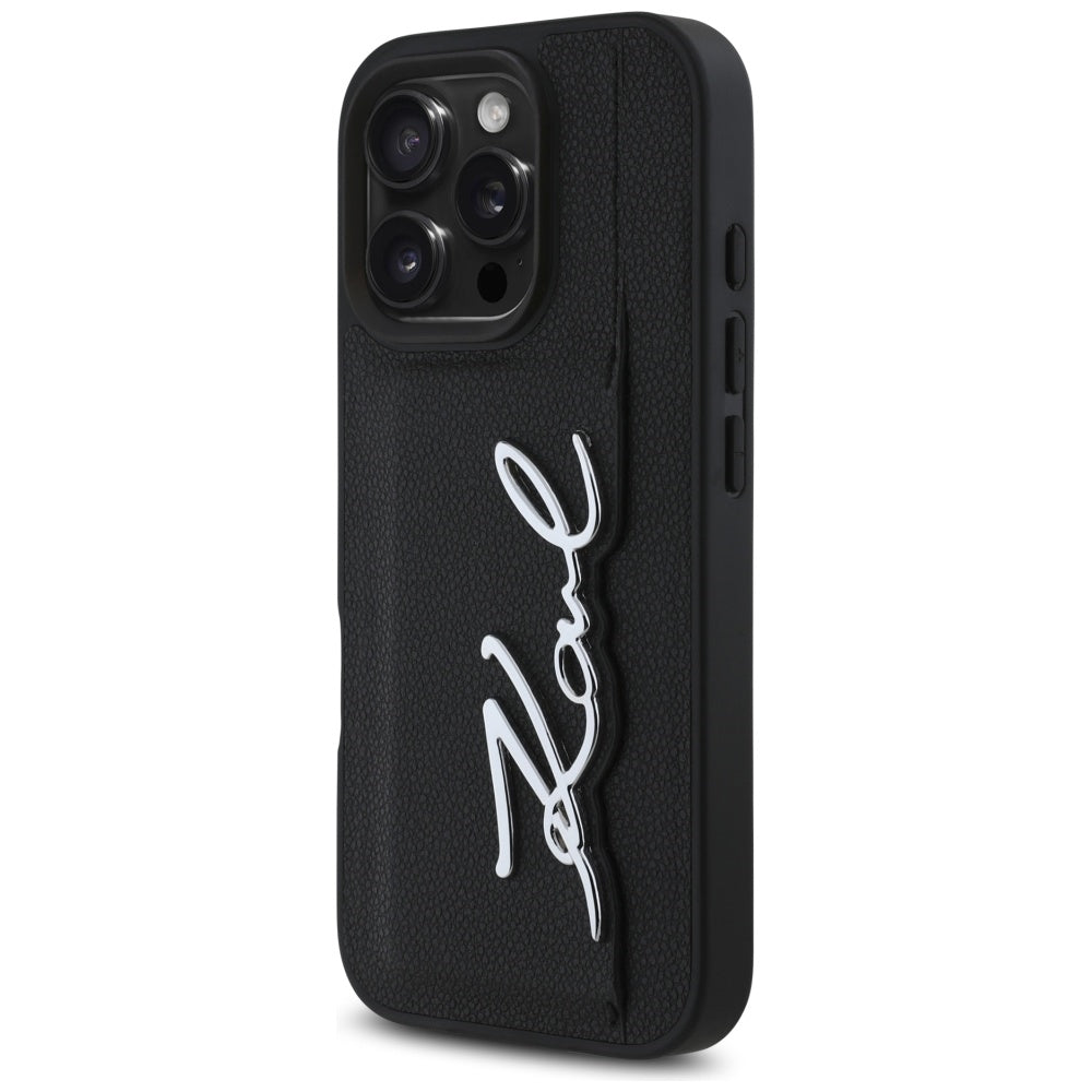 Pouzdro pro Apple iPhone 16 Pro, Karl Lagerfeld, Metal Signature, Černá