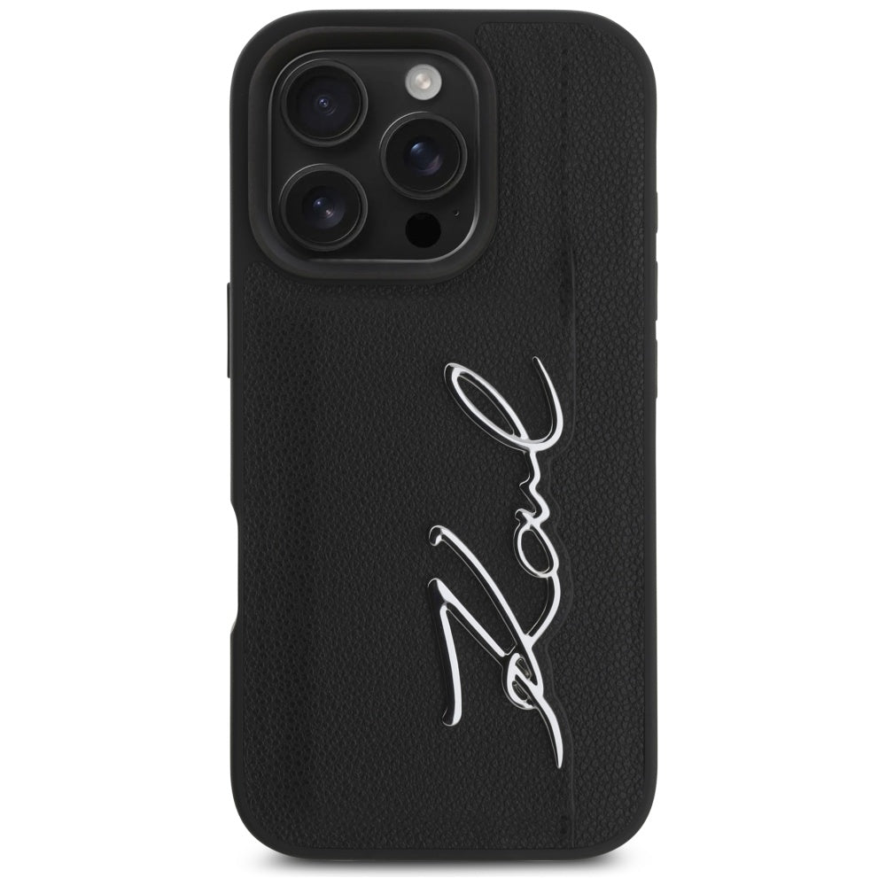 Pouzdro pro Apple iPhone 16 Pro, Karl Lagerfeld, Metal Signature, Černá