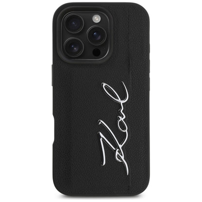 Pouzdro pro Apple iPhone 16 Pro, Karl Lagerfeld, Metal Signature, Černá