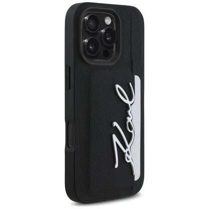 Pouzdro pro Apple iPhone 16 Pro, Karl Lagerfeld, Metal Signature, Černá