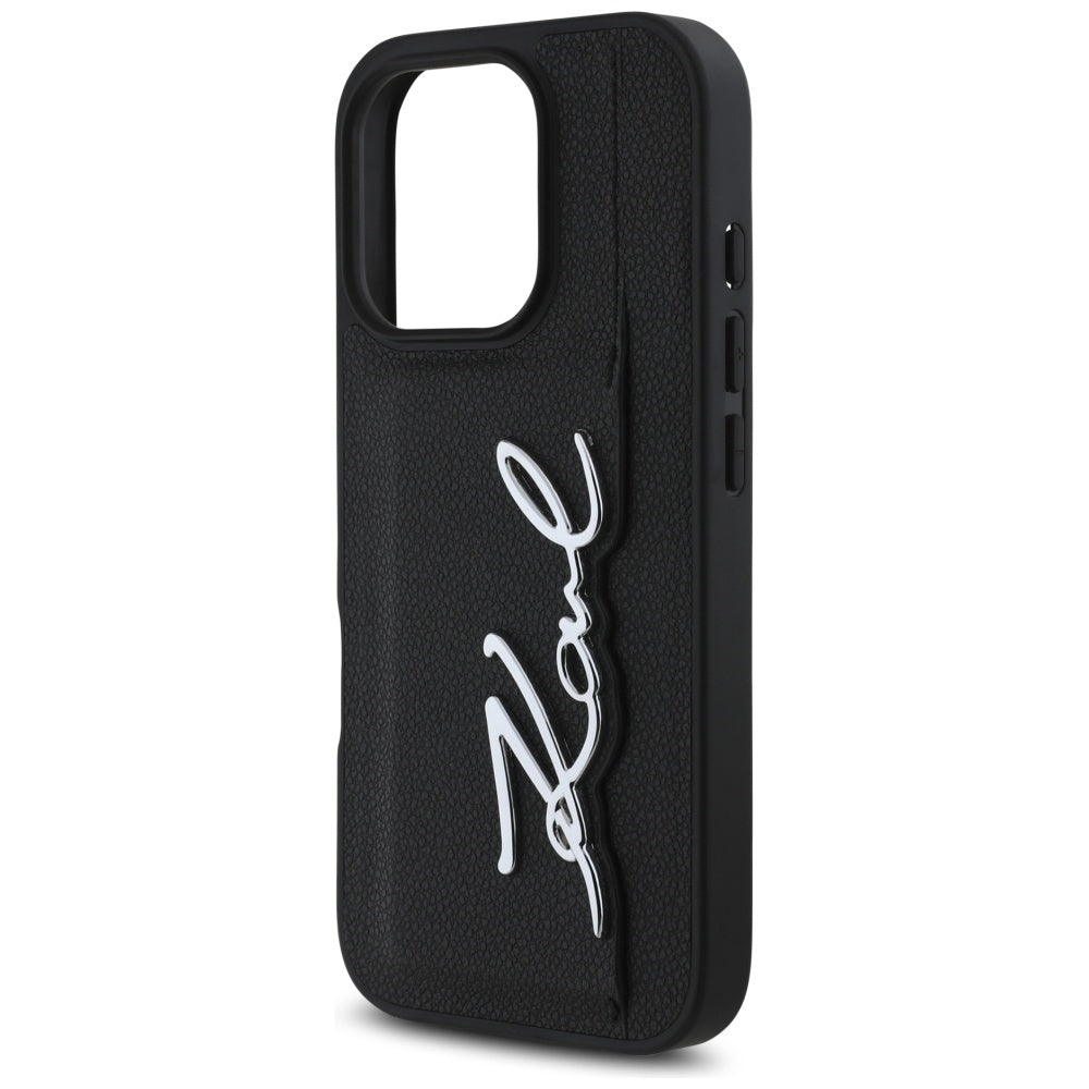 Pouzdro pro Apple iPhone 16 Pro, Karl Lagerfeld, Metal Signature, Černá