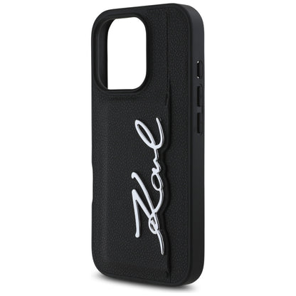 Pouzdro pro Apple iPhone 16 Pro, Karl Lagerfeld, Metal Signature, Černá