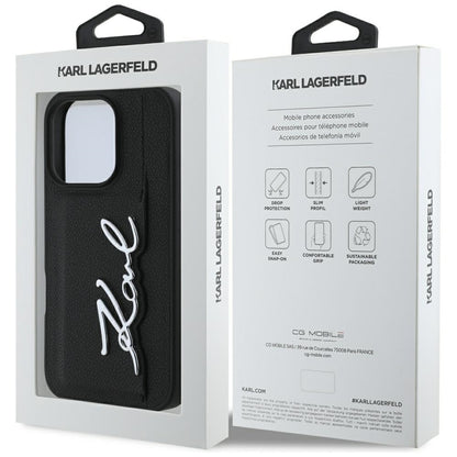 Pouzdro pro Apple iPhone 16 Pro, Karl Lagerfeld, Metal Signature, Černá