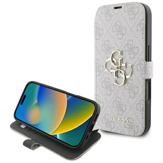 Pouzdro pro Apple iPhone 16 Pro Max, Guess, 4G Book, Růžové