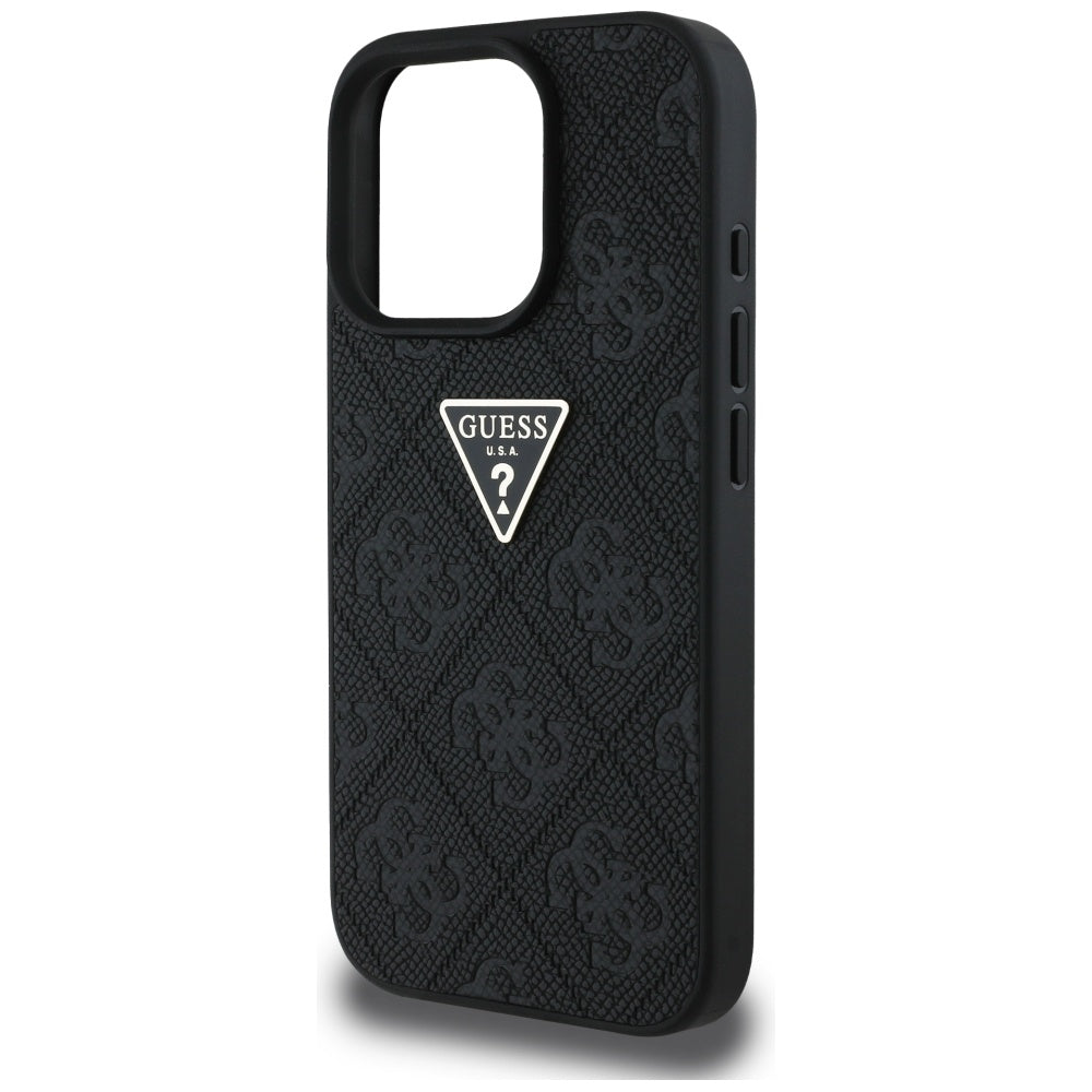 Pouzdro pro Apple iPhone 16 Pro Max, Guess, Hot Stamp 4G Pattern Triangle Logo, Černá