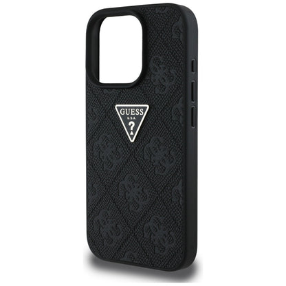 Pouzdro pro Apple iPhone 16 Pro Max, Guess, Hot Stamp 4G Pattern Triangle Logo, Černá