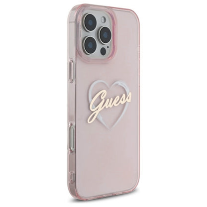 Pouzdro pro Apple iPhone 16 Pro Max, Guess, IML Heart, Růžové