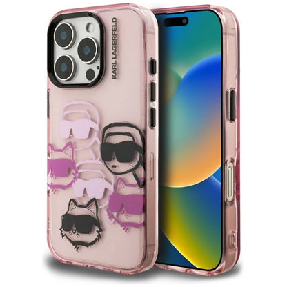 Pouzdro pro Apple iPhone 16 Pro Max, Karl Lagerfeld, IML Luxury Multi Head Pattern, Růžová