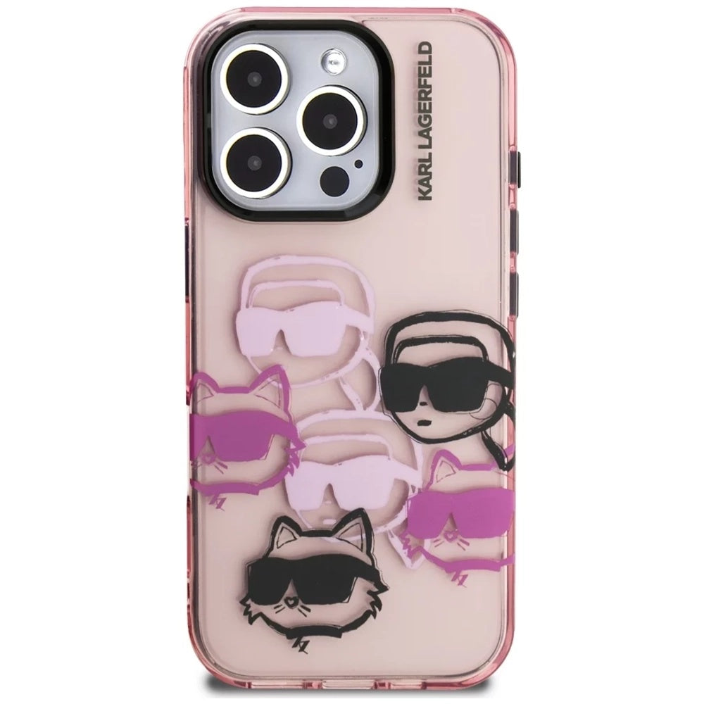 Pouzdro pro Apple iPhone 16 Pro Max, Karl Lagerfeld, IML Luxury Multi Head Pattern, Růžová