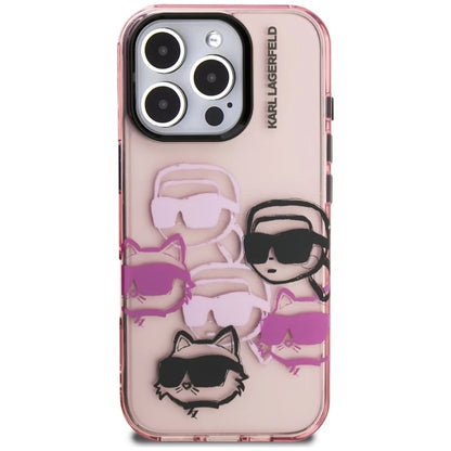 Pouzdro pro Apple iPhone 16 Pro Max, Karl Lagerfeld, IML Luxury Multi Head Pattern, Růžová