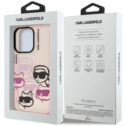 Pouzdro pro Apple iPhone 16 Pro Max, Karl Lagerfeld, IML Luxury Multi Head Pattern, Růžová