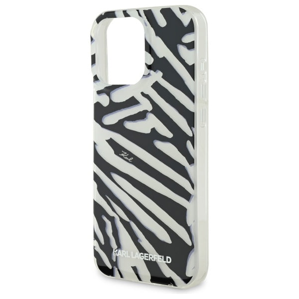 Pouzdro pro Apple iPhone 16 Pro Max, Karl Lagerfeld, IML Luxury Zebra Pattern with Strap, Černá