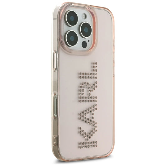 Case for Apple iPhone 16 Pro Max, Karl Lagerfeld, IML Rhinestones Pink Logo, Pink