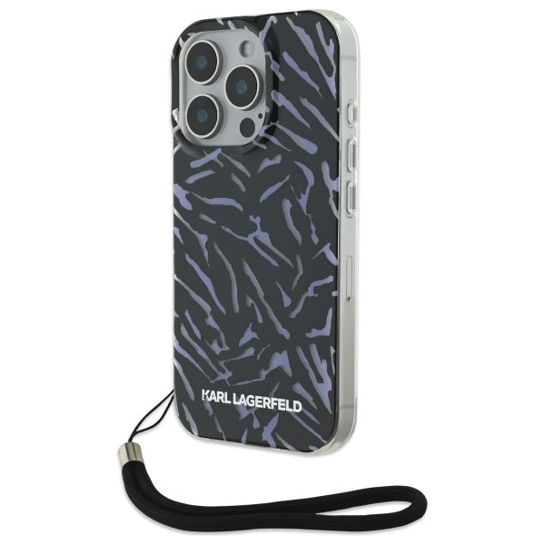 Pouzdro pro Apple iPhone 16 Pro Max, Karl Lagerfeld, Zebra with Cord Strap, Fialová