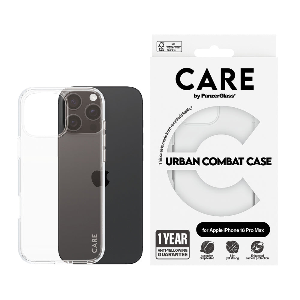 Pouzdro pro Apple iPhone 16 Pro Max, PanzerGlass, Care Urban Combat, Průhledné