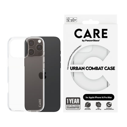 Pouzdro pro Apple iPhone 16 Pro Max, PanzerGlass, Care Urban Combat, Průhledné