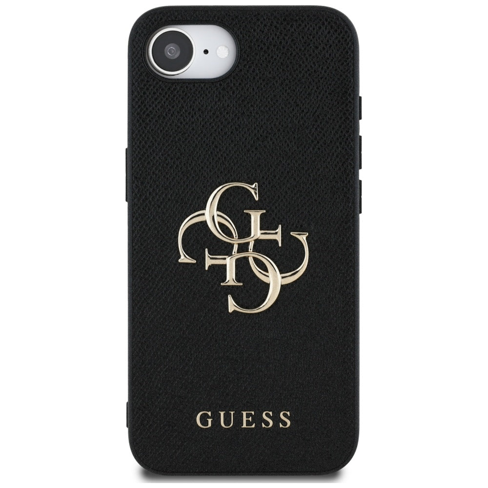 Case for Apple iPhone 16e, Guess, 4G Grained Big and Classic Logo, Black