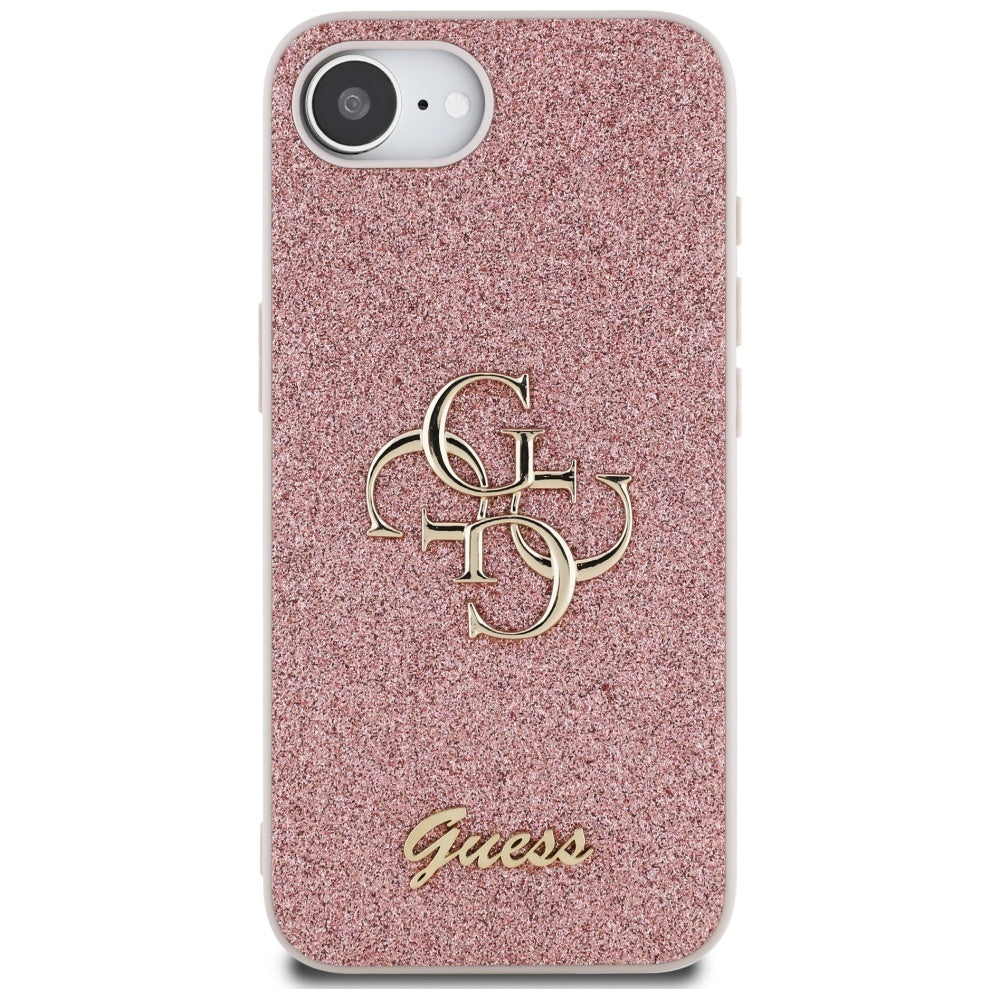Case for Apple iPhone 16e, Guess, Fixed Glitter Big 4G, Pink