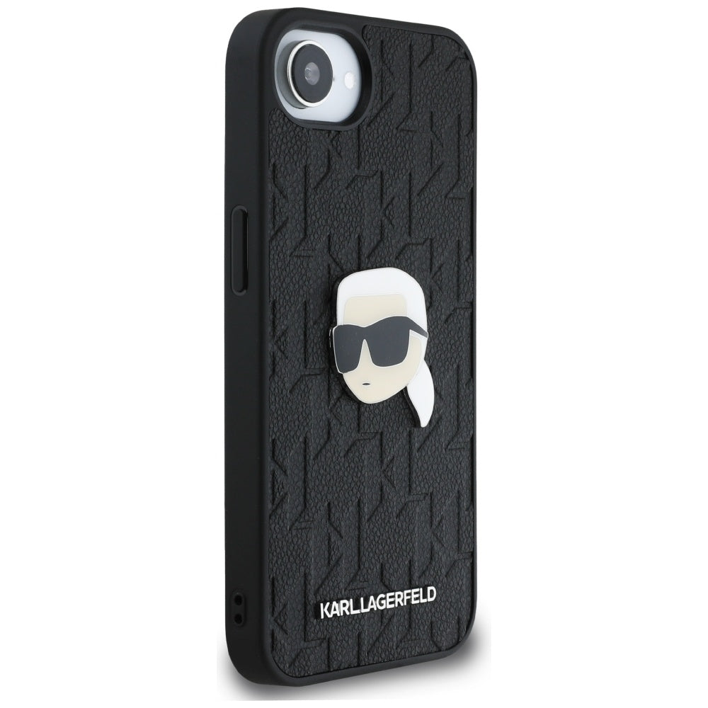 Pouzdro pro Apple iPhone 16e, Karl Lagerfeld, Monogram Karl's Head, Černá