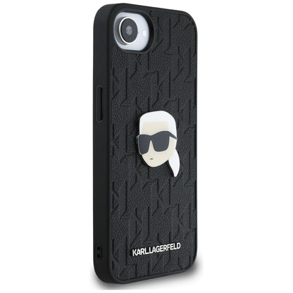 Pouzdro pro Apple iPhone 16e, Karl Lagerfeld, Monogram Karl's Head, Černá