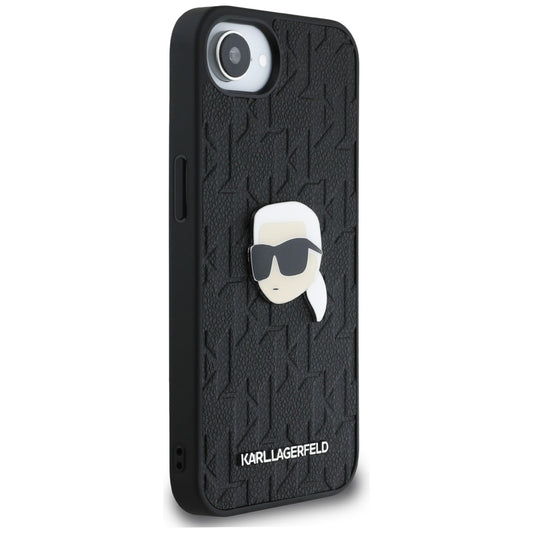 Pouzdro pro Apple iPhone 16e, Karl Lagerfeld, Monogram Karl's Head, Černá