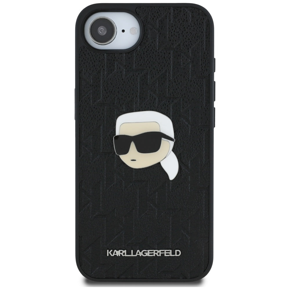 Pouzdro pro Apple iPhone 16e, Karl Lagerfeld, Monogram Karl's Head, Černá