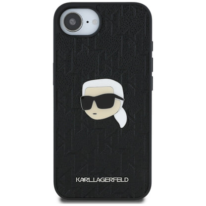 Pouzdro pro Apple iPhone 16e, Karl Lagerfeld, Monogram Karl's Head, Černá