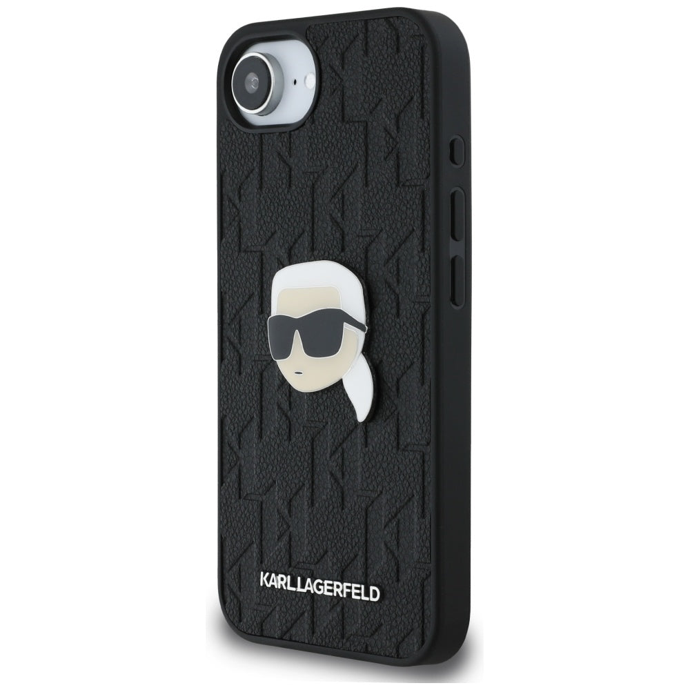 Pouzdro pro Apple iPhone 16e, Karl Lagerfeld, Monogram Karl's Head, Černá