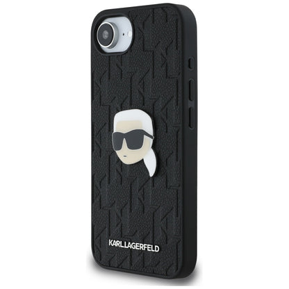 Pouzdro pro Apple iPhone 16e, Karl Lagerfeld, Monogram Karl's Head, Černá