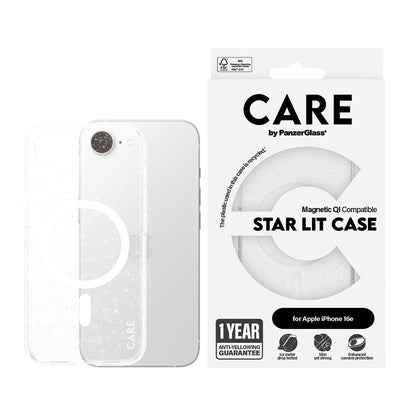 Pouzdro pro Apple iPhone 16e, PanzerGlass, Care Urban Combat Star Lit, Bílá Transparentní