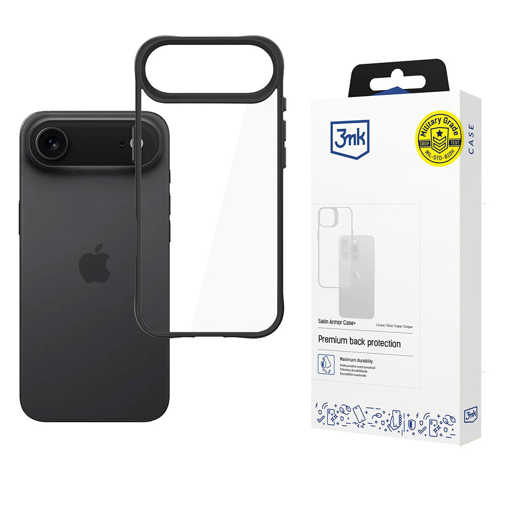 Pouzdro pro Apple iPhone 17 Air, 3MK, Satin Armor Case+, Černá